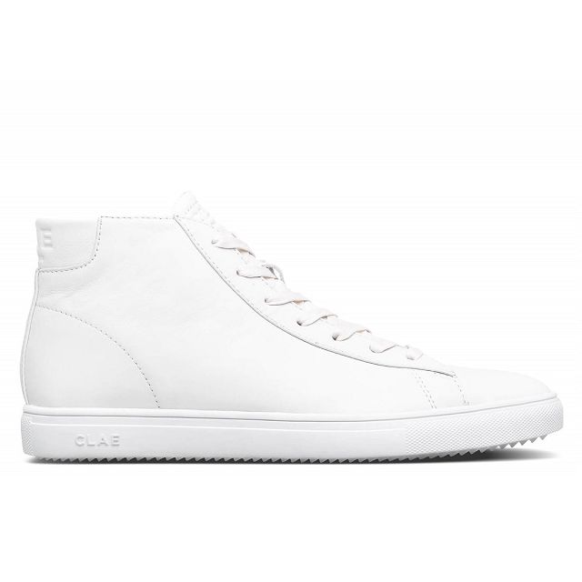 CLAE BRADLEY MID Sneakers Womens USA803-G24 In Triple White Leather